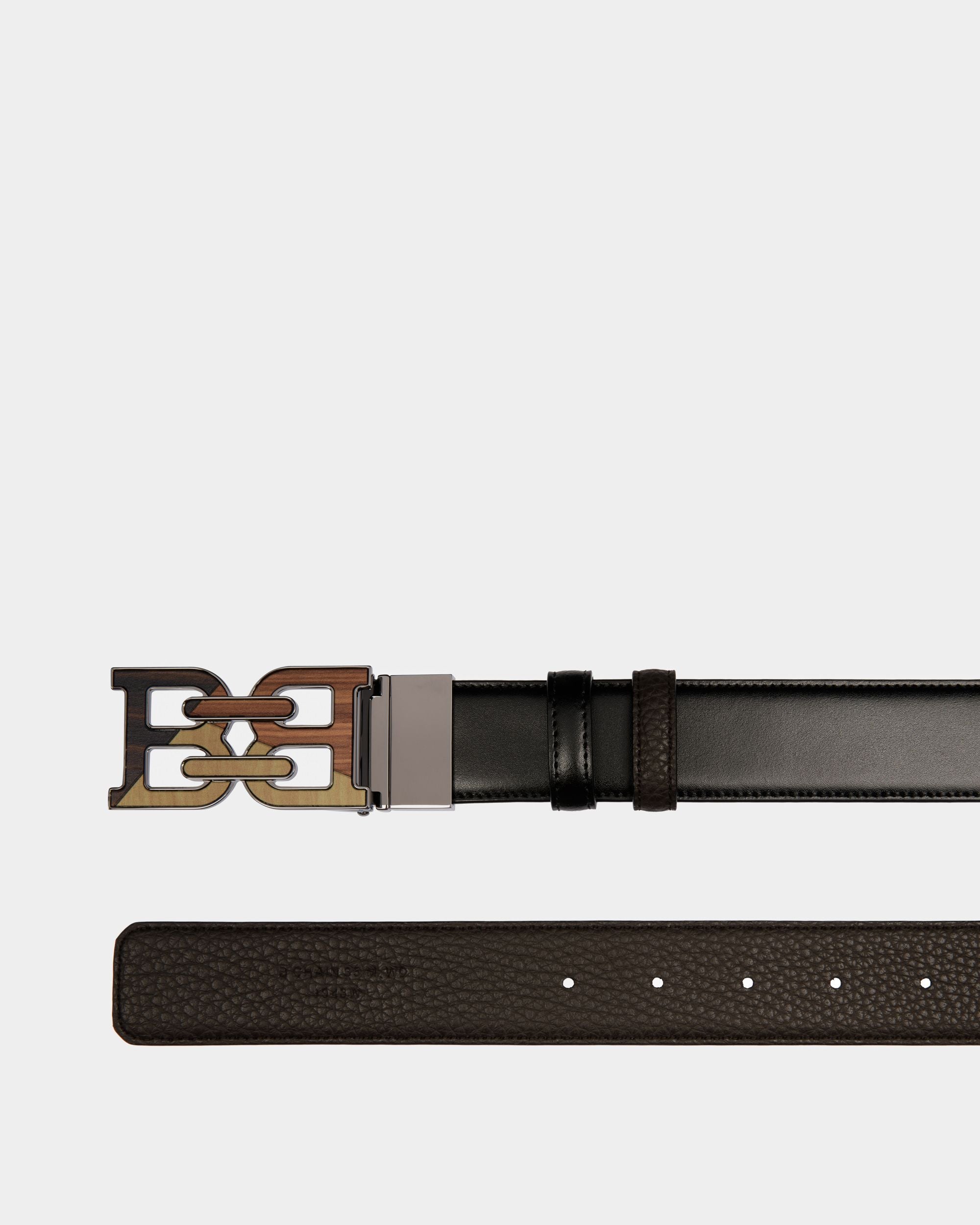 Bally Global - Bally Iconic Buckle Adjustable-Reversible Belt In Black Leather - Black