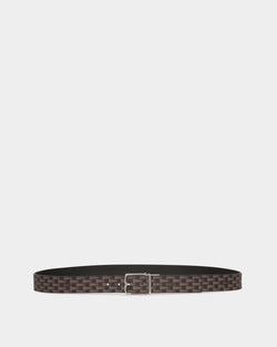 Country 35mm Reversible And Adjustable Belt In Black Pennant Motif And Leather