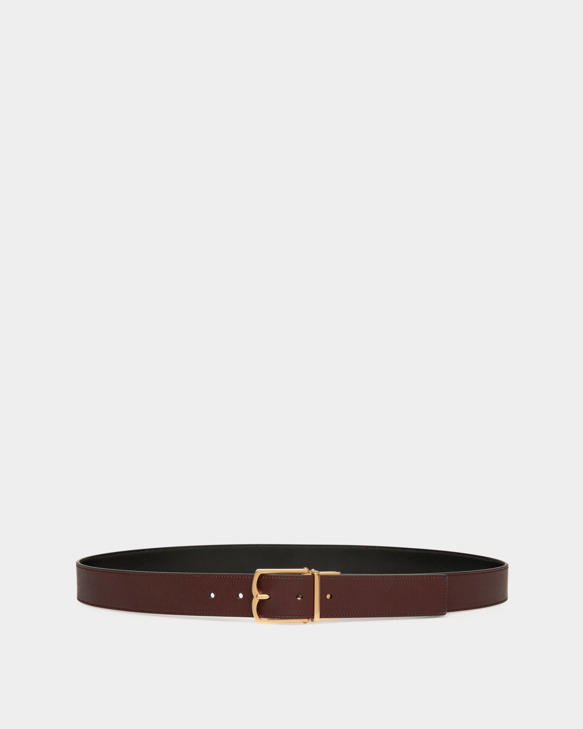 Bally Global - Cinturón Reversible Y Ajustable Country 35 Mm De Piel Burdeos Y Negra - Multicolor