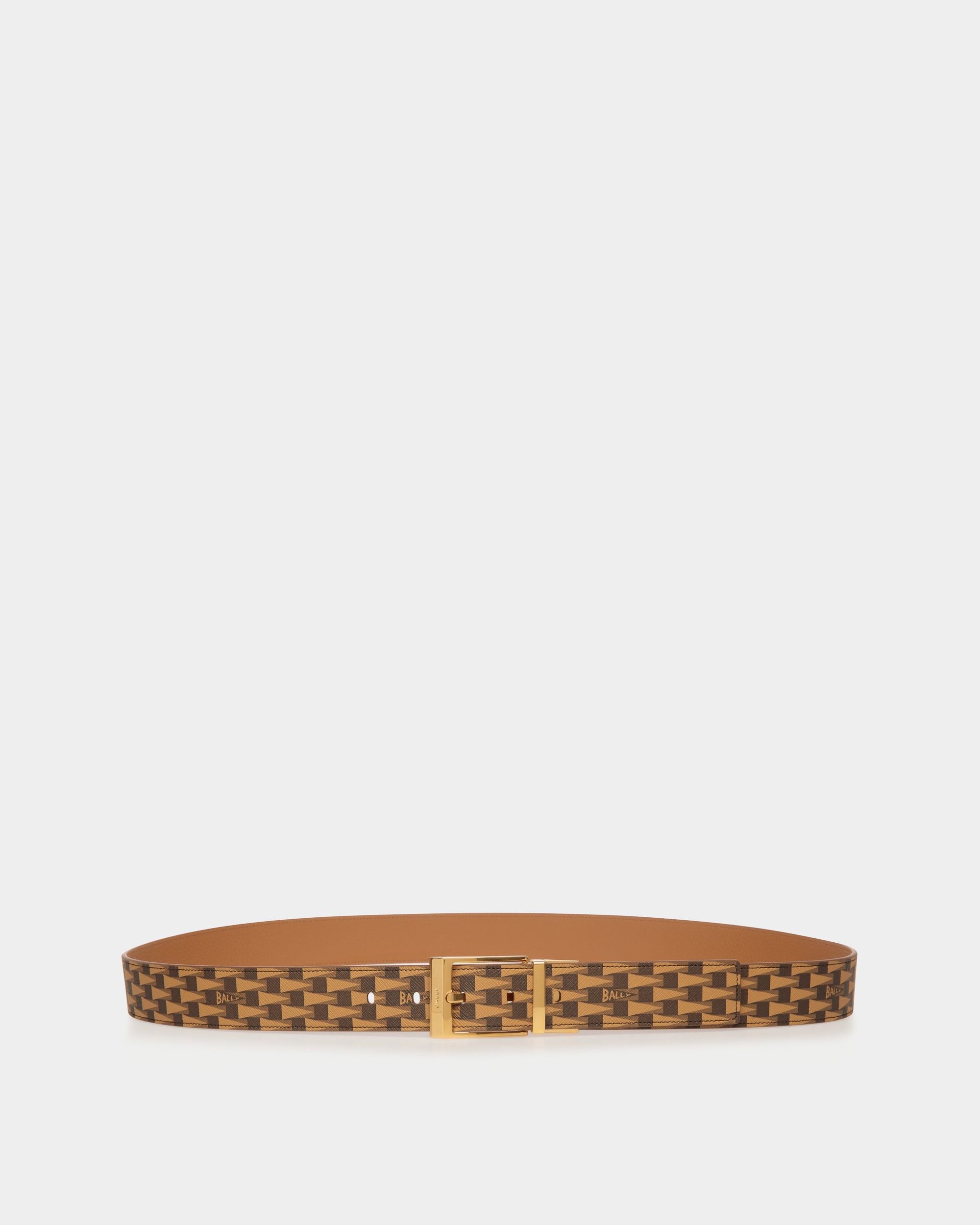 Bally Global - Cinturón Shiffie De 35 Mm Reversible Y Ajustable Desert Con Estampado Pennant - Marrón