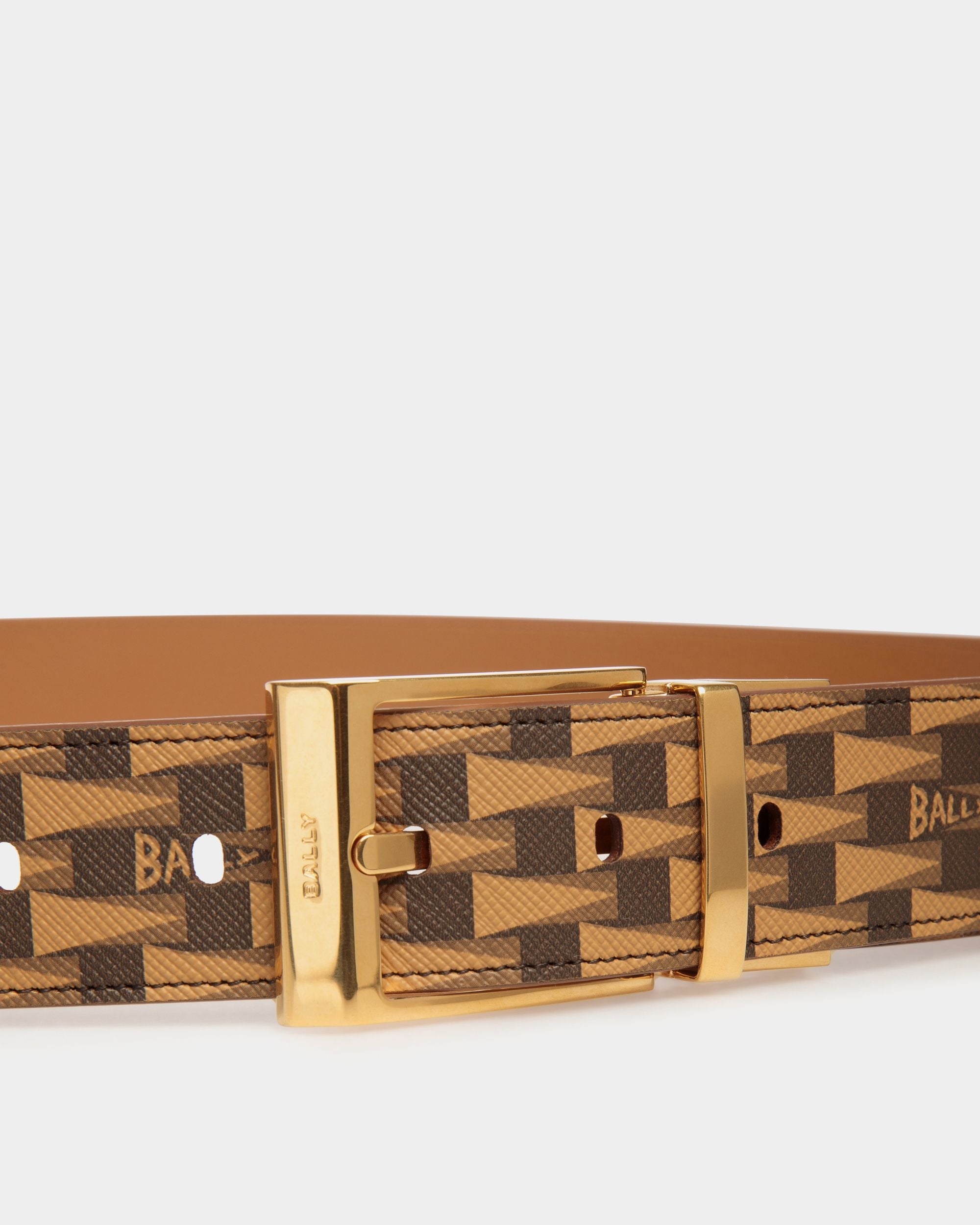Bally Global - Cinturón Shiffie De 35 Mm Reversible Y Ajustable Desert Con Estampado Pennant - Marrón