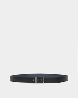 Ceinture Shiffie 35 Mm Réversible Et Ajustable En Cuir Noir Et Navy Blue