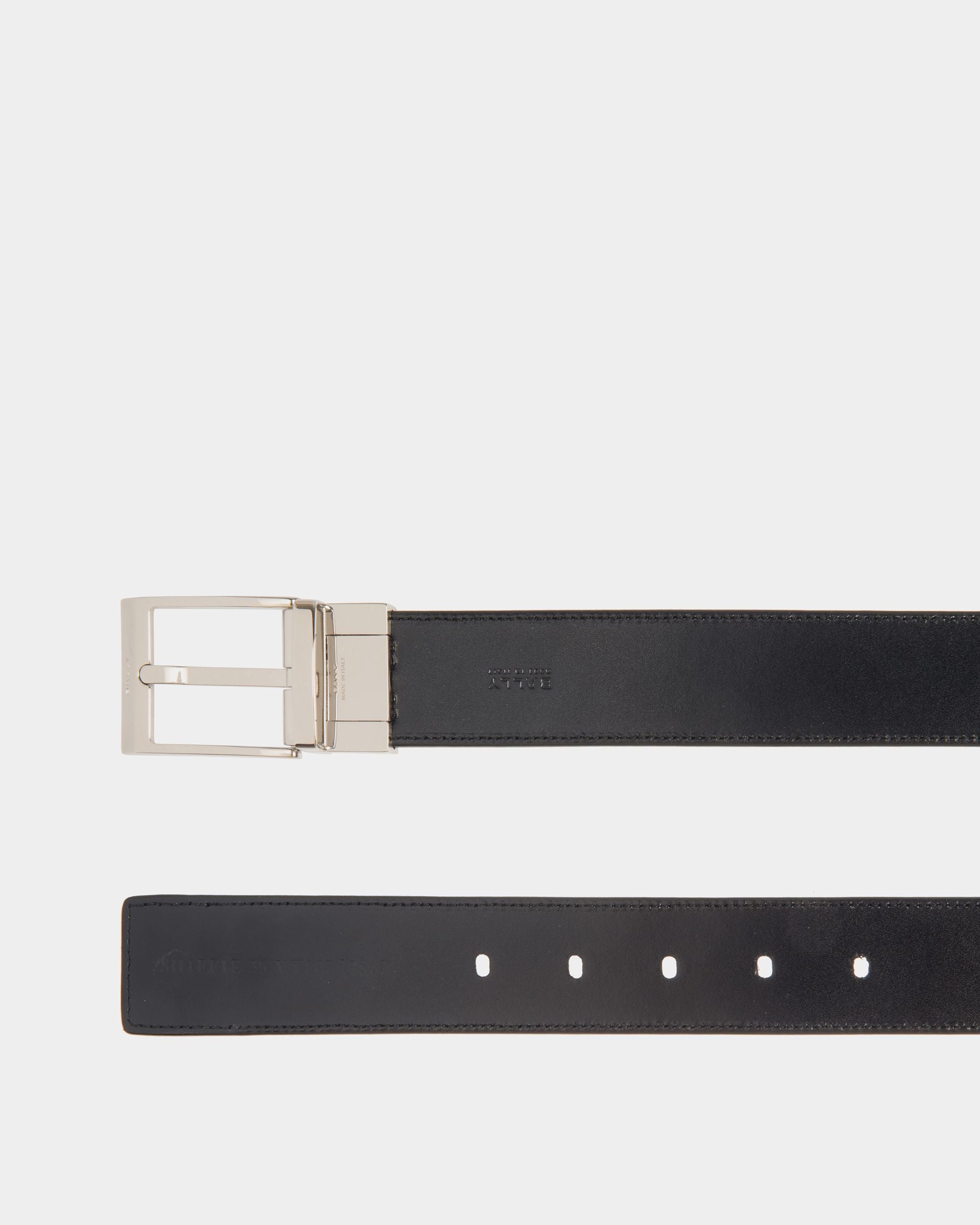 Bally Global - Ceinture Shiffie 35 Mm Réversible Et Ajustable En Cuir Noir Et Navy Blue - Multicolore