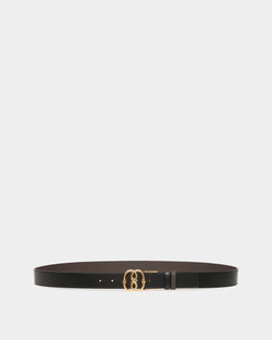 Bally Iconic Buckle Adjustable-Reversible Belt In Black Leather
