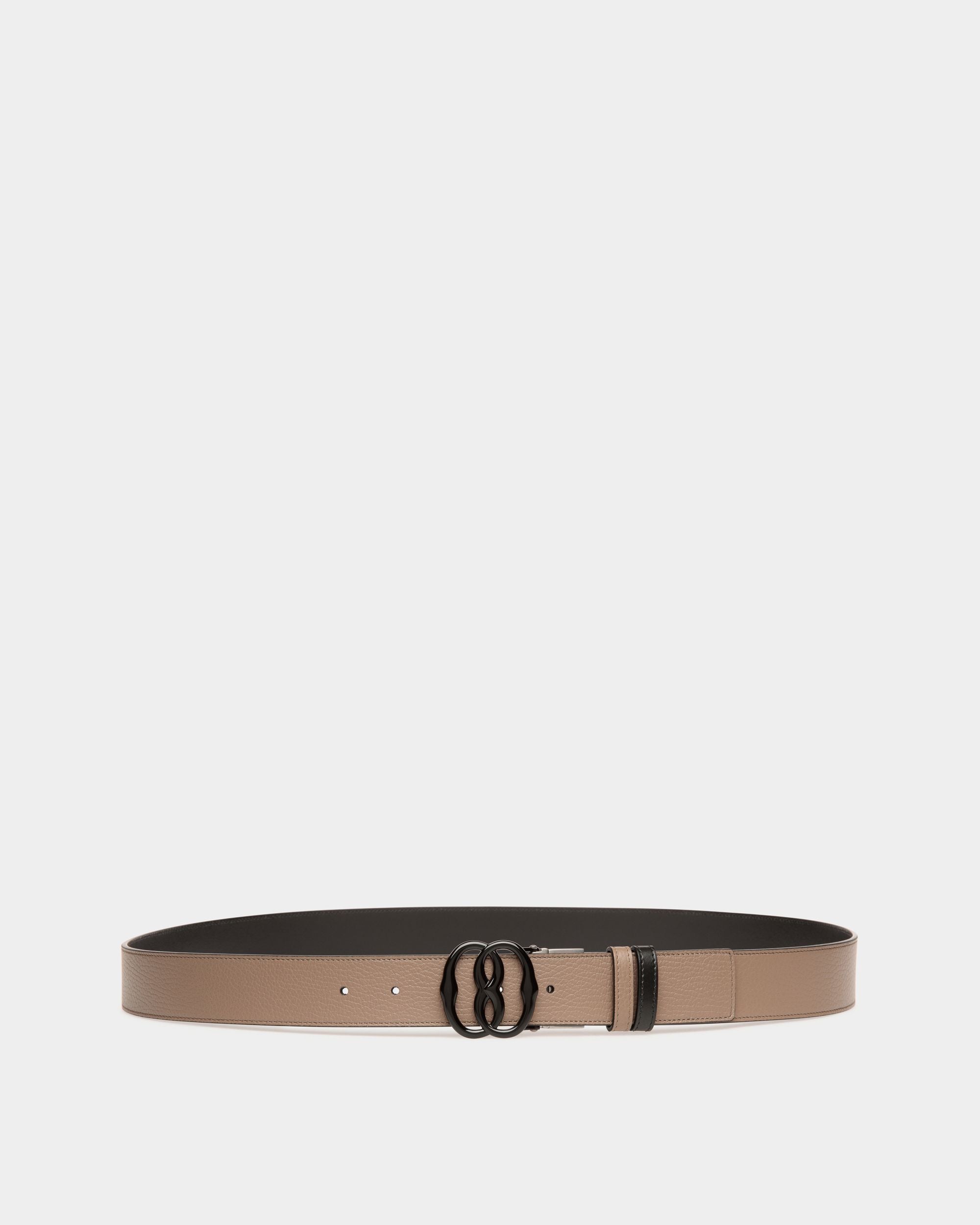 Bally Global - Cinturón Reversible Y Ajustable Emblem 35 Mm De Piel Topo Y Negra - Multicolor