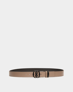 Emblem 35mm Reversible And Adjustable Belt in Taupe And Black Leather