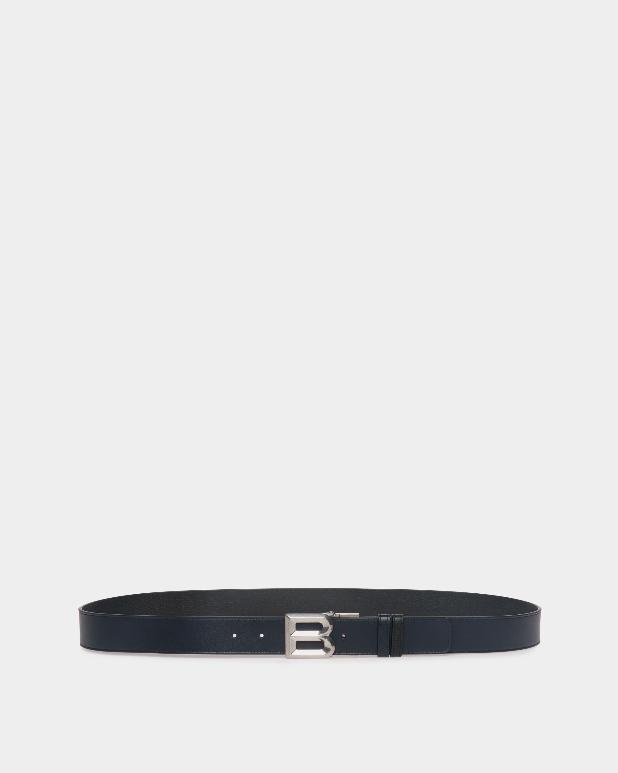 Bally Global - Cinturón Reversible Y Ajustable B Bold 35 Mm De Piel Navy Blue Y Negra - Multicolor