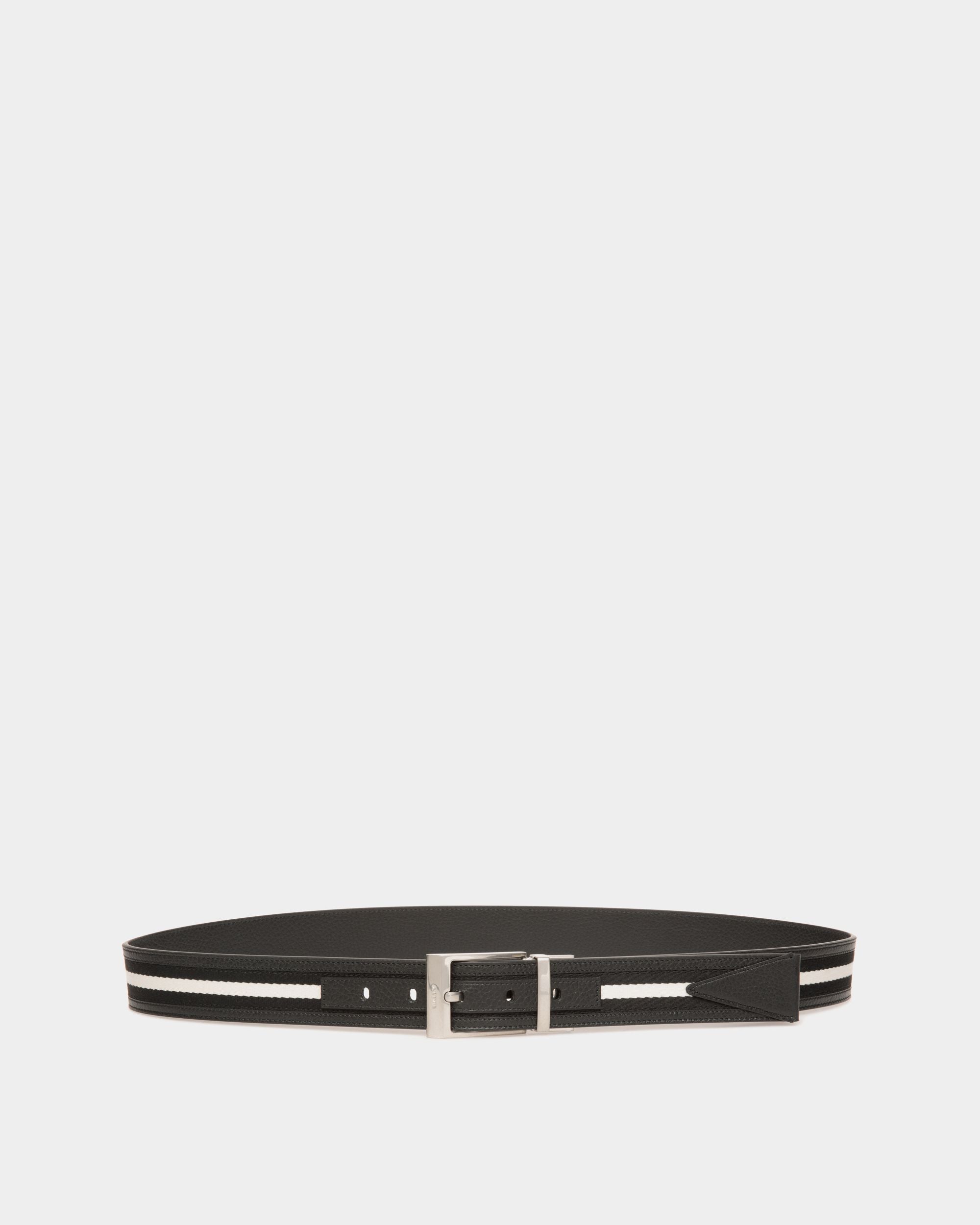 Bally Global - Shiffie 35mm Reversible Belt in Black and White Fabric And Leather - Multicolor