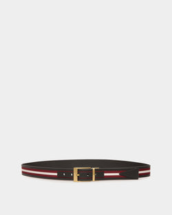 Cinturón Reversible Shiffie 35 Mm De Tela Y Piel Roja Y Blanca
