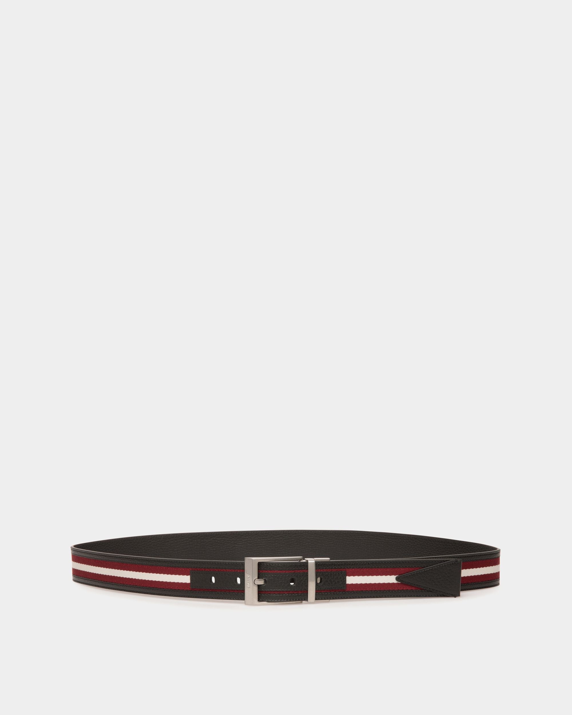 Bally Global - Cinturón Reversible Shiffie 35 Mm De Tela Y Piel Roja, Blanca Y Negra - Multicolor