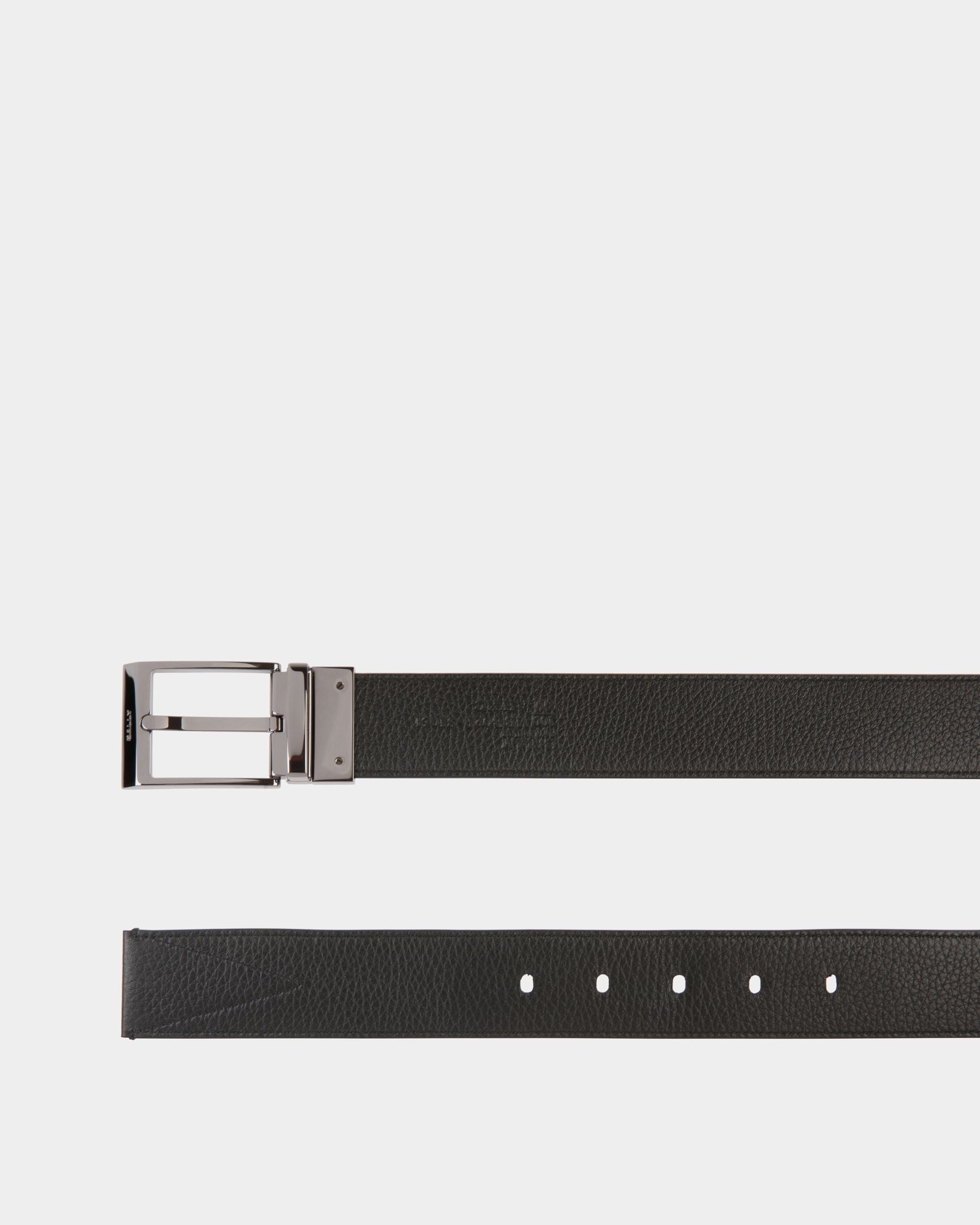 Bally Global - Shiffie 35mm Reversible Belt In Black And White Fabric And Leather - Black