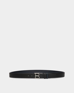 Adjustable Reversible Belt In Black Leather