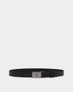 Crest Plaque 35 mm Adjustable And Reversible Belt in Black And Ebano Leather