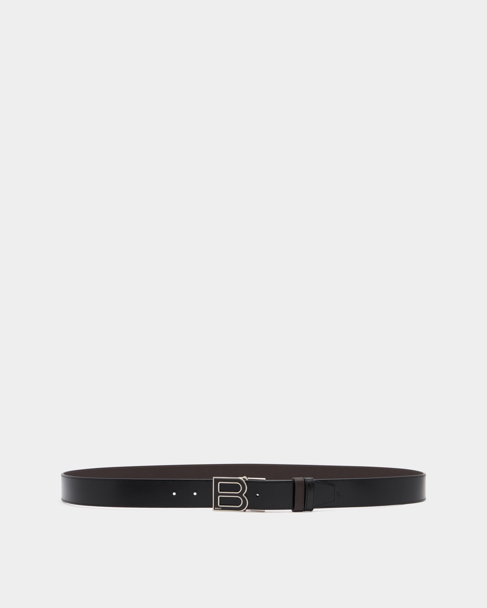 Bally Global - Ceinture B Logo 35 mm Ajustable Et Réversible En Cuir Ebano Et Noir - Multicolore