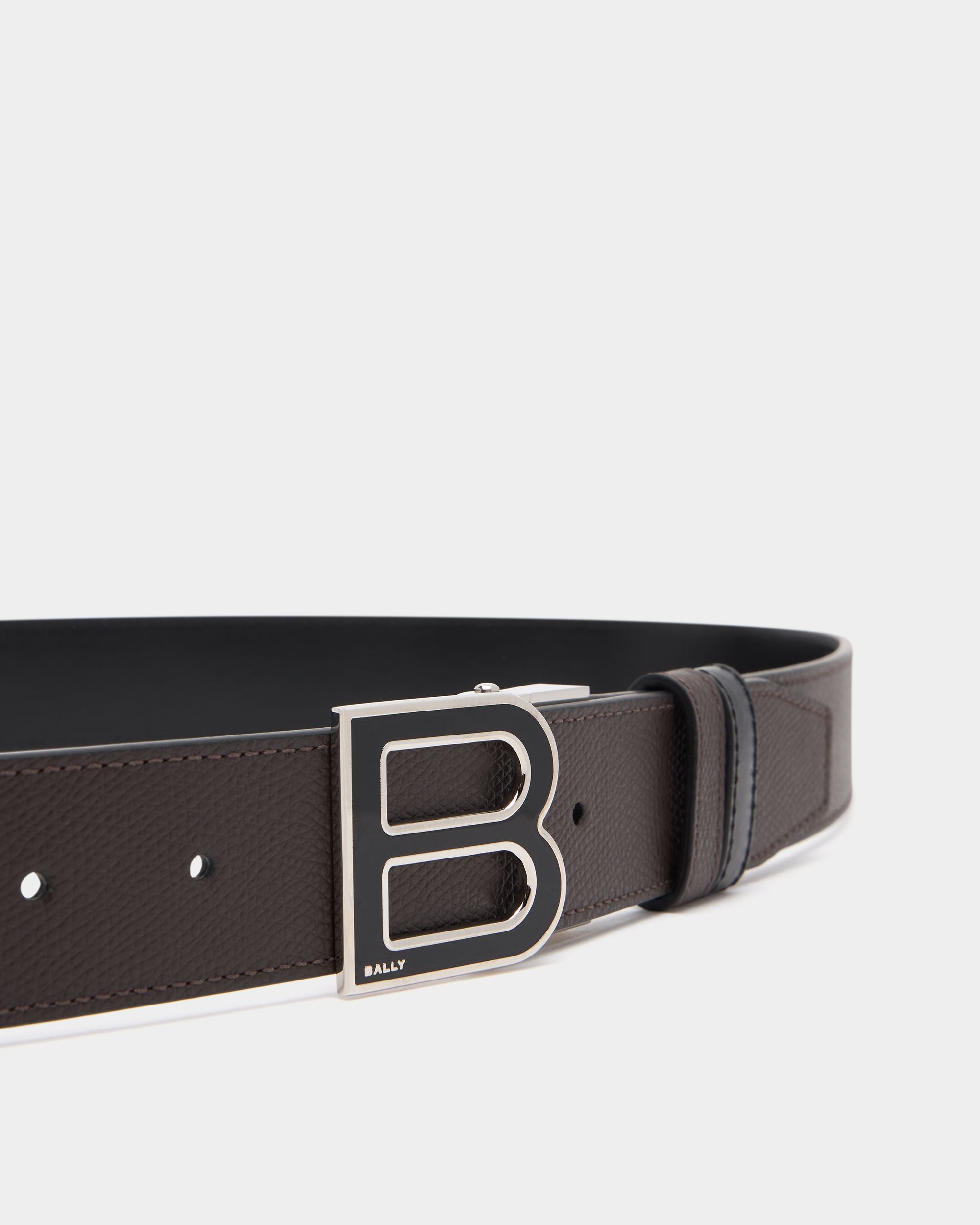 Bally Global - Ceinture B Logo 35 mm Ajustable Et Réversible En Cuir Ebano Et Noir - Multicolore