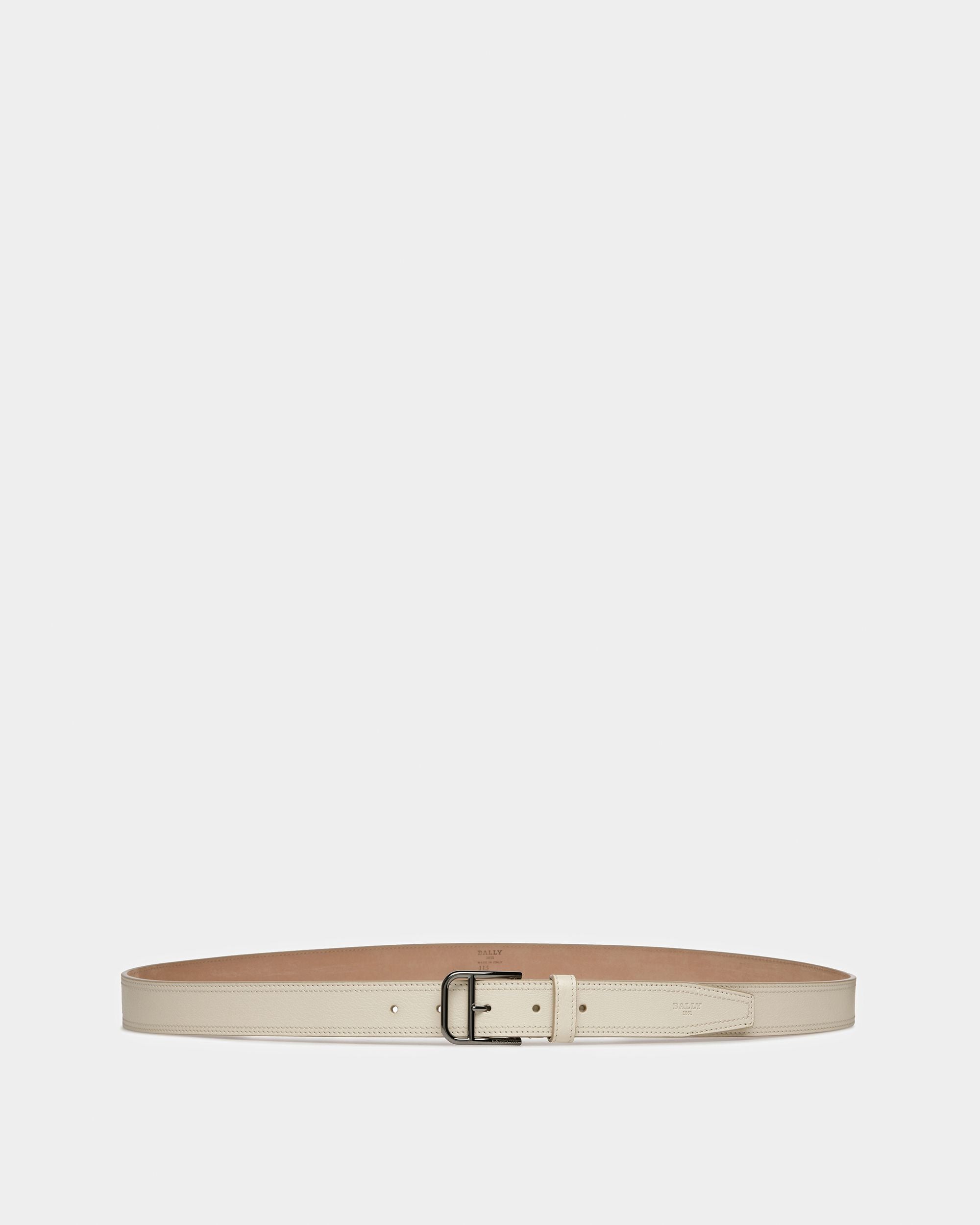 Bally Global - Scotty Leather 30Mm Belt In Bone - Blanco