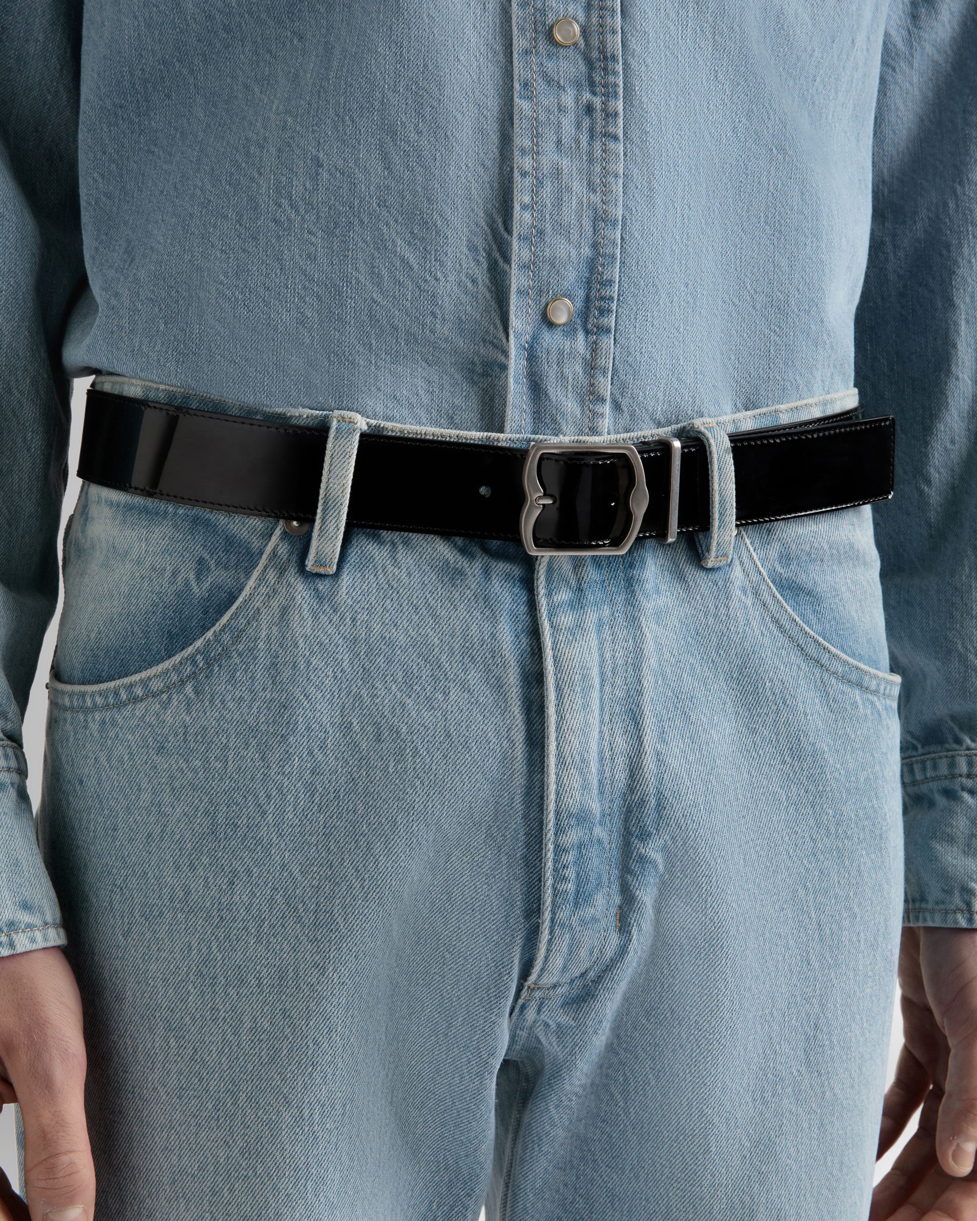 Bally Global - Emblem 35mm Belt in Black Patent Leather - Black