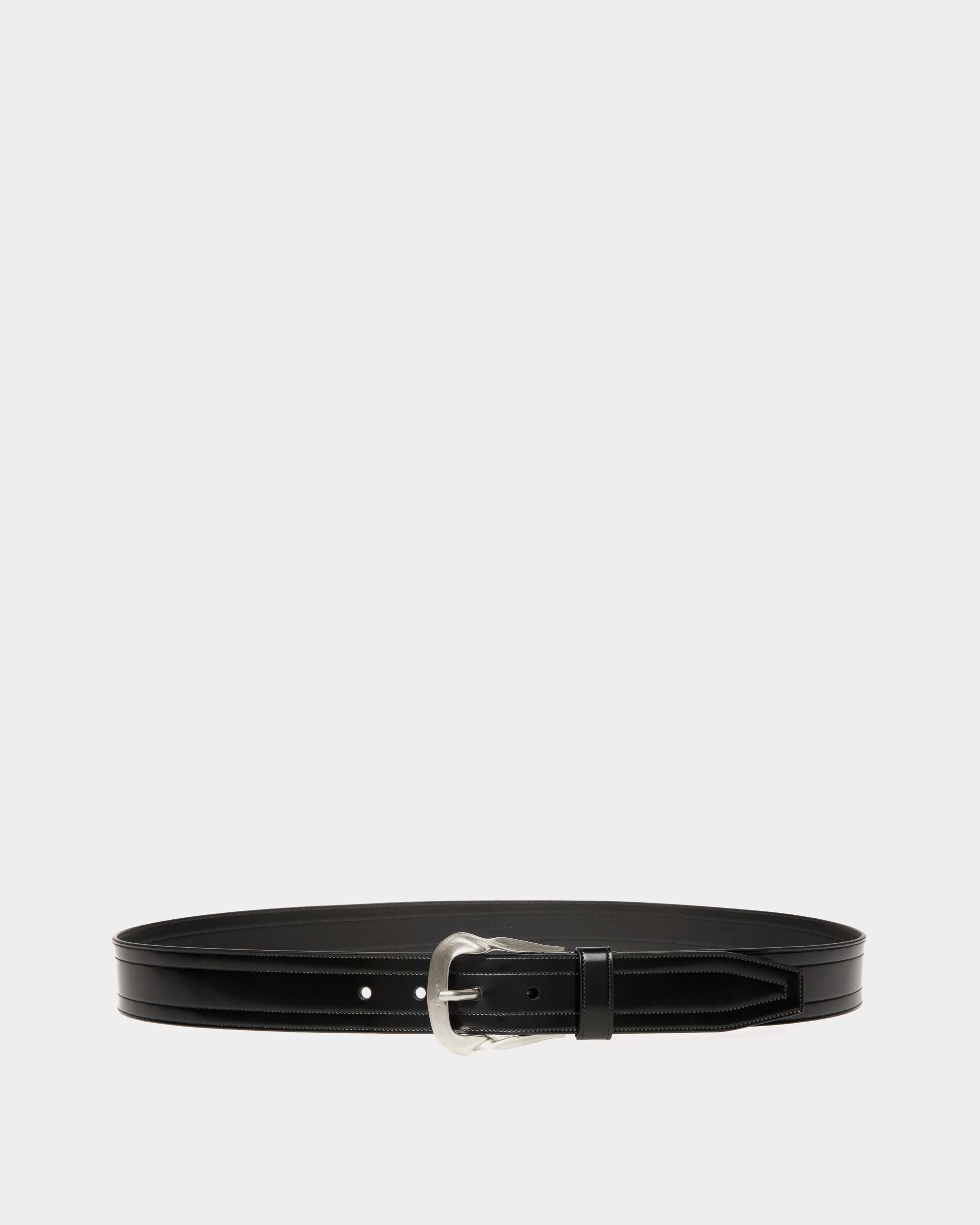 Bally Global - Cinturón De 35 mm Emblem Buckle De Piel Negra - Negro