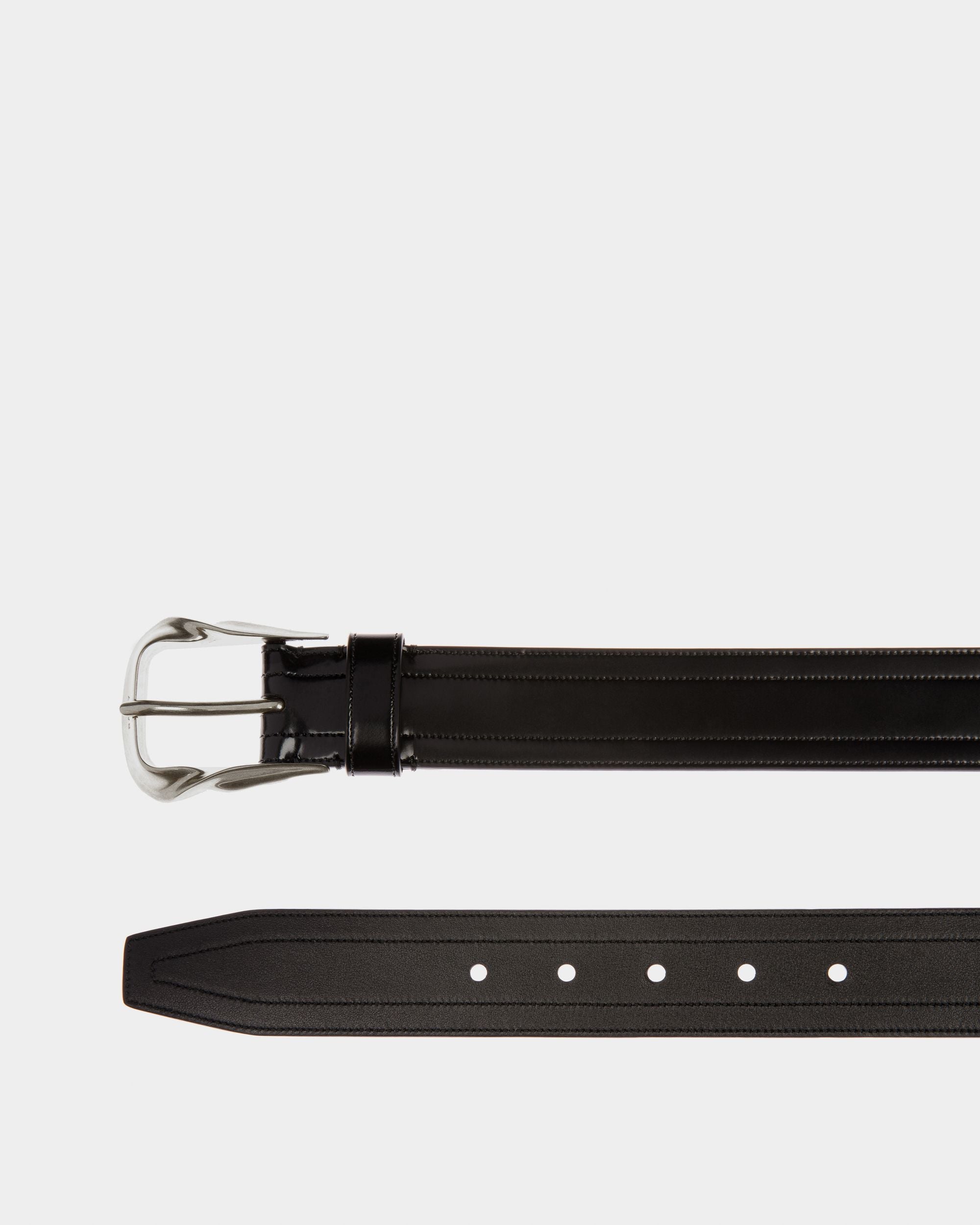 Bally Global - Cinturón De 35 mm Emblem Buckle De Piel Negra - Negro