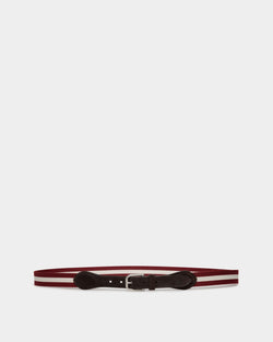 Melvin 35mm Belt in Red and White Fabric And Suede