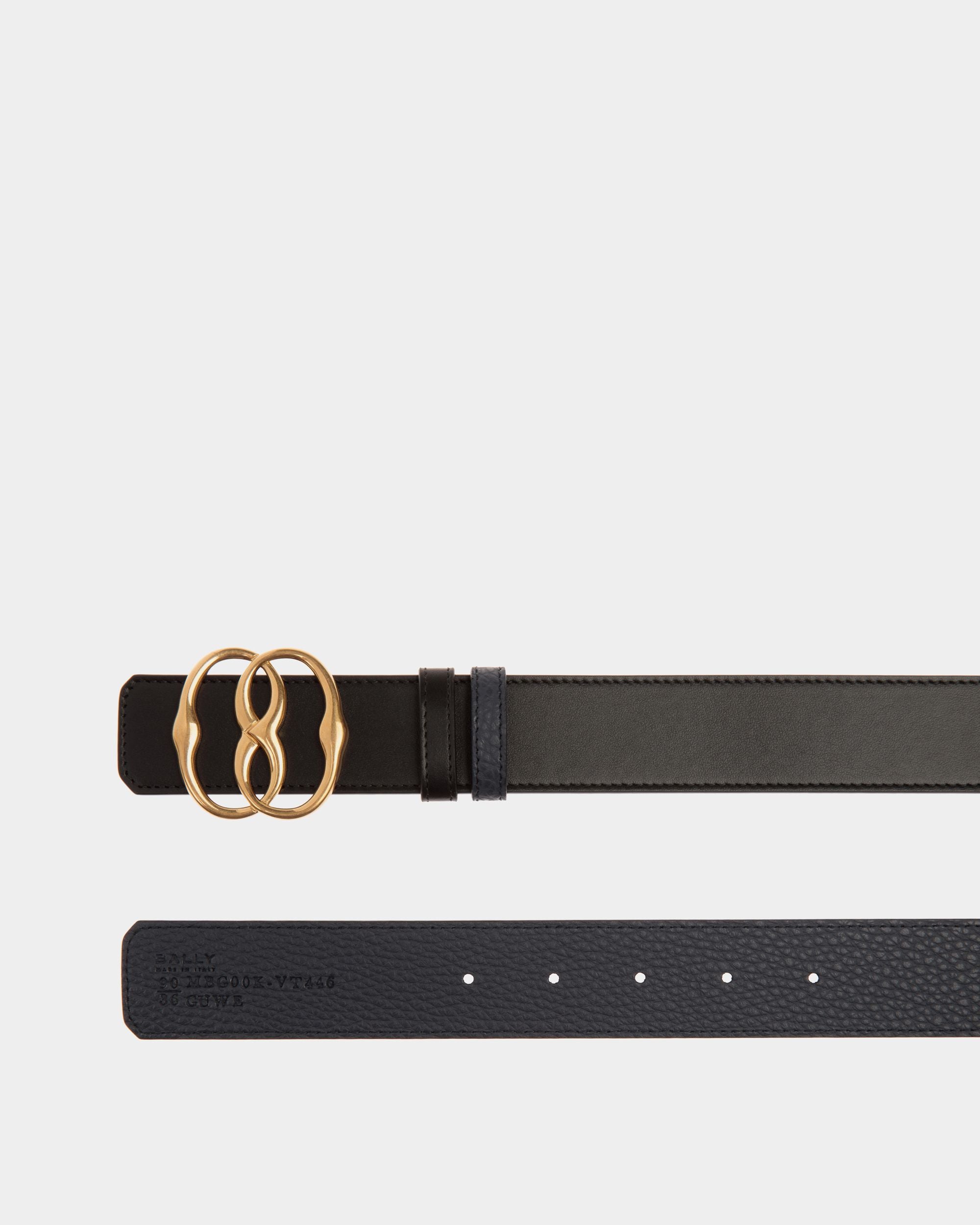 Bally Global - Bally Iconic Buckle Fixed-Reversible In Black Leather - Black
