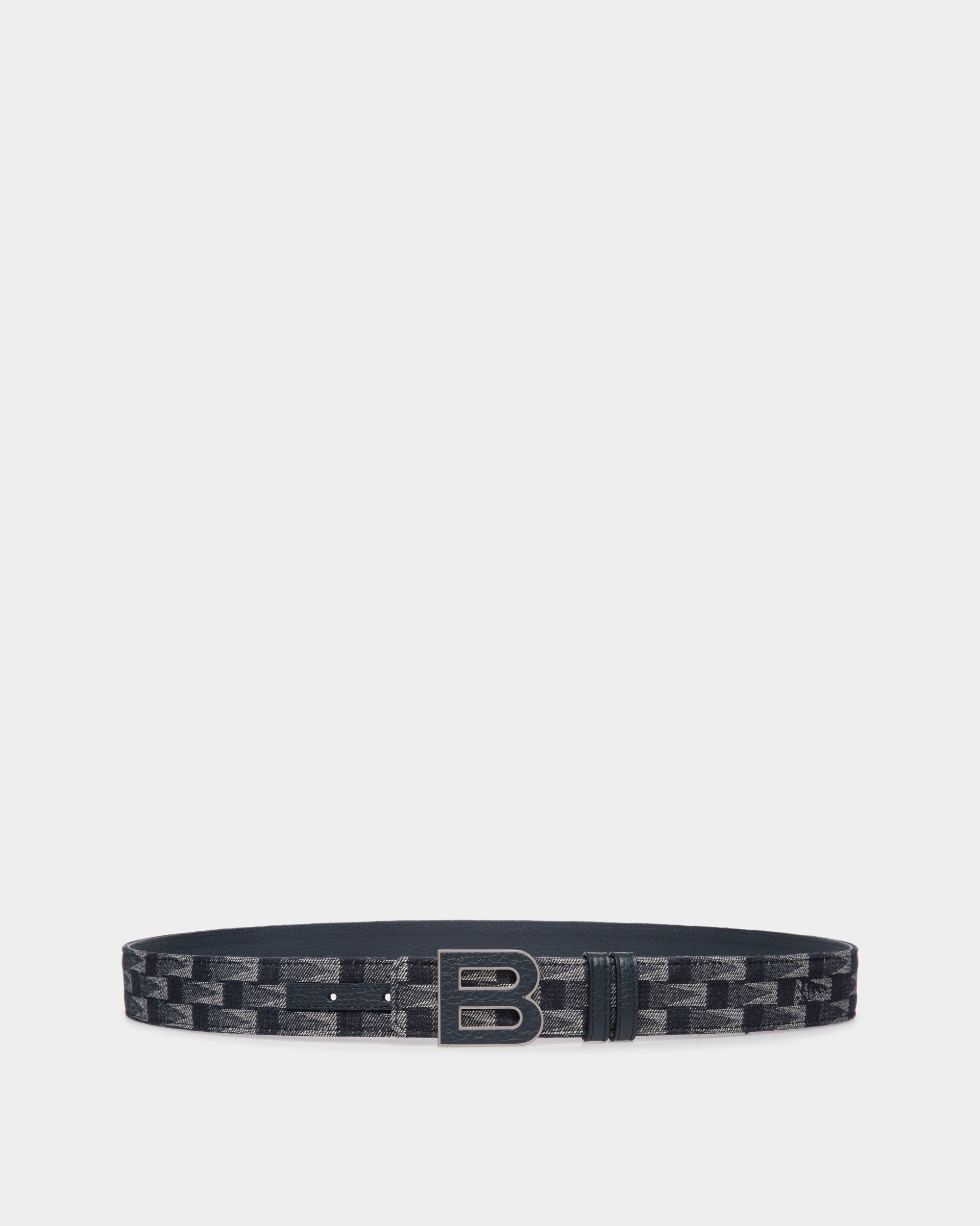 Bally Global - B Bold 35mm Reversible Belt in Pennant Print Fabric And Leather - Azul