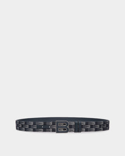 B Bold 35mm Reversible Belt in Pennant Print Fabric And Leather