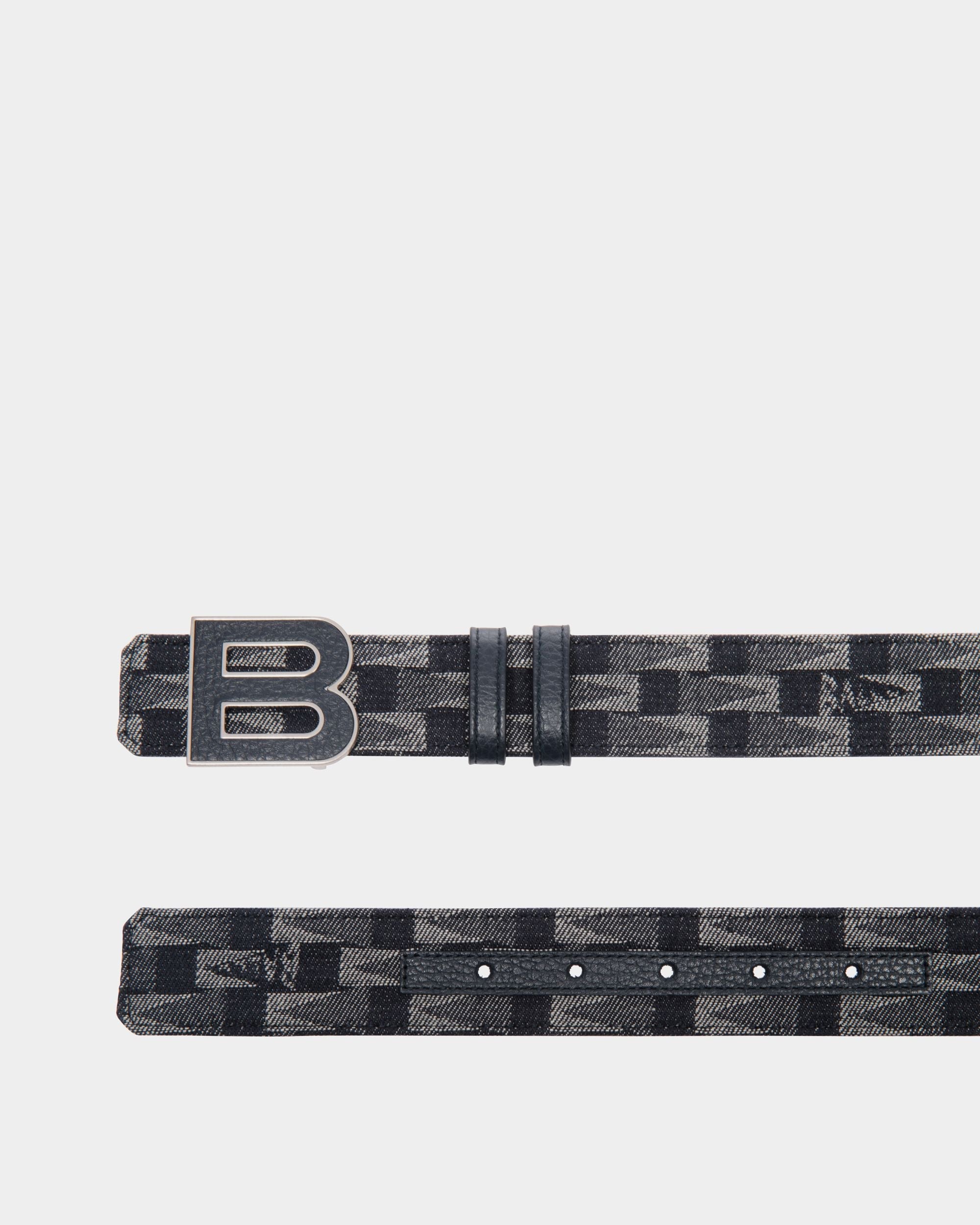 Bally Global - B Bold 35mm Reversible Belt in Pennant Print Fabric And Leather - Azul