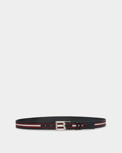 B Bold 35mm Reversible Belt in Red White Red Fabric And Leather