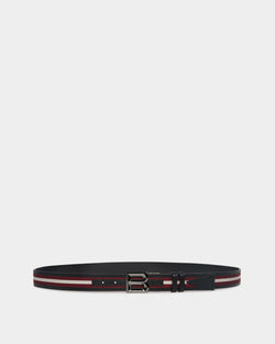 B Bold 35mm Reversible Belt In Red And White Fabric And Leather