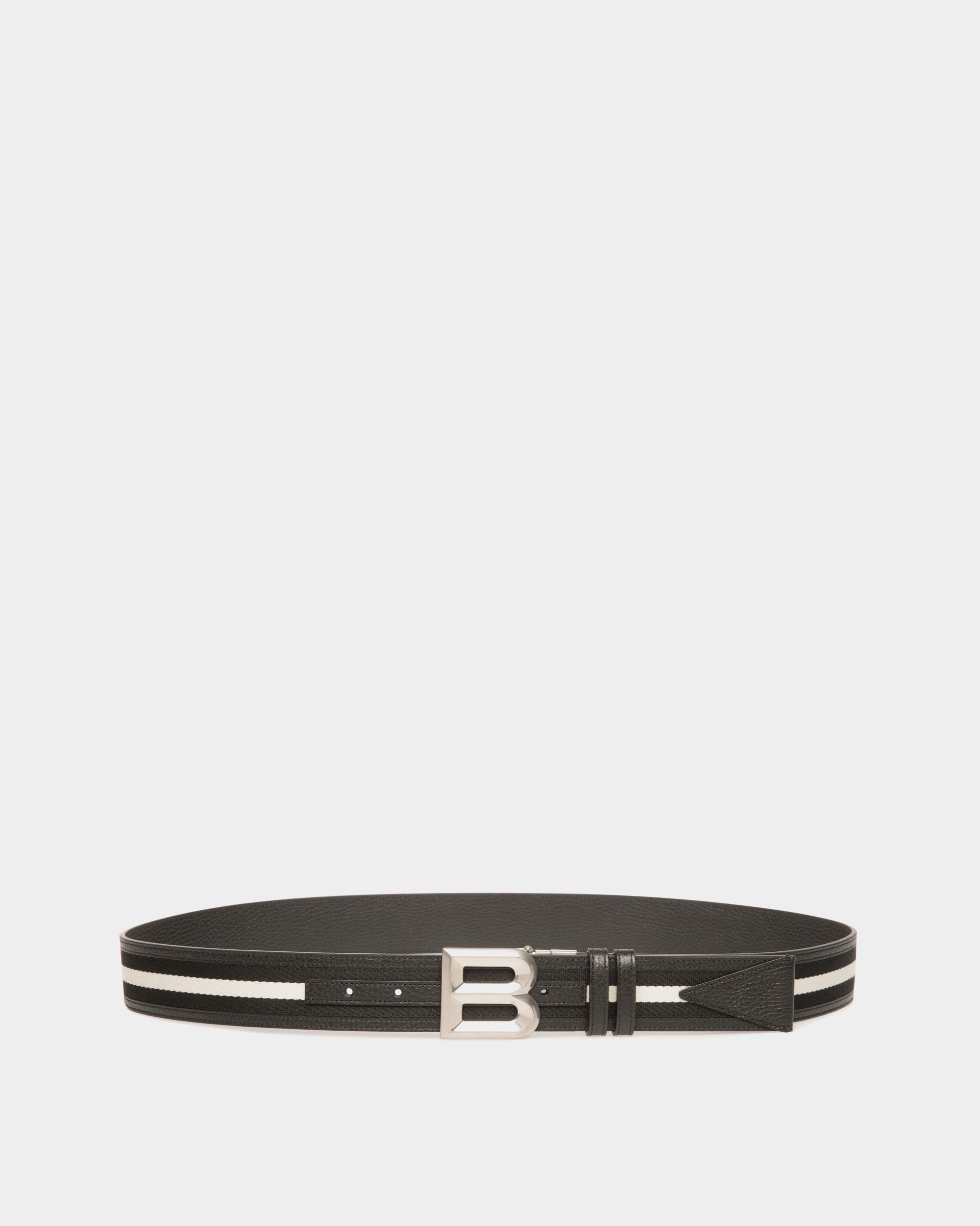 Bally Global - Cinturón B Bold 40 Mm Reversible De Tela Y Piel Negra Y Blanca - Negro