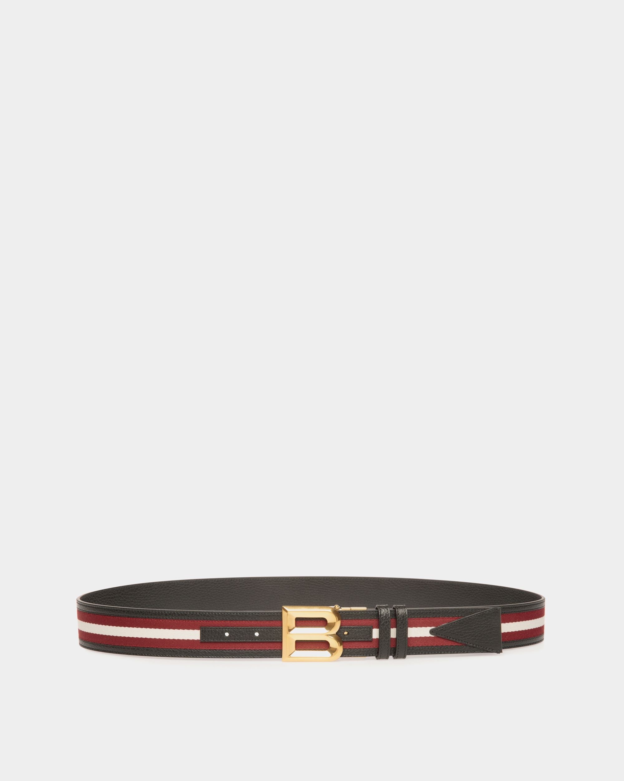 Bally Global - Cinturón B Bold De 40 Mm Reversible De Tela Roja Y Blanca Y Piel Negra - Multicolor