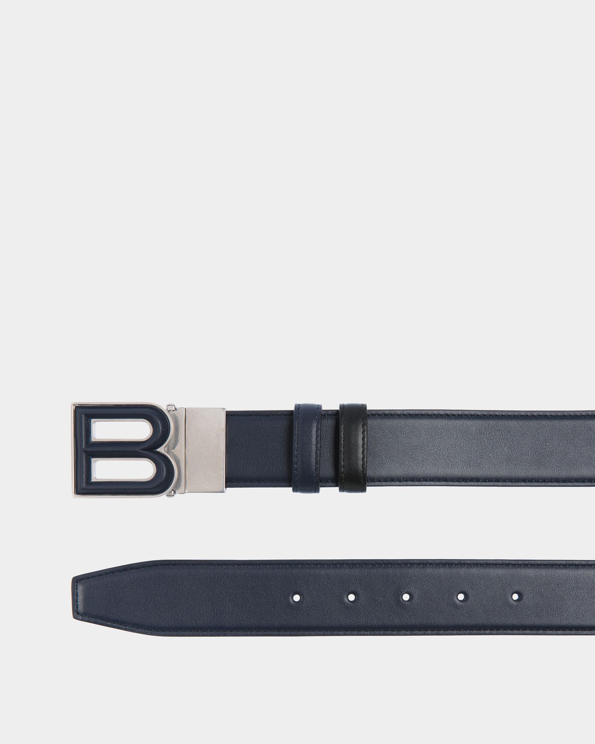 Bally Global - B Bold 35mm Reversible And Adjustable Belt In Navy Blue And Black Leather - Multicolor