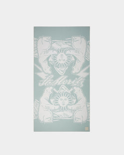 Wool Jacquard Shawl In Light Blue And Bone
