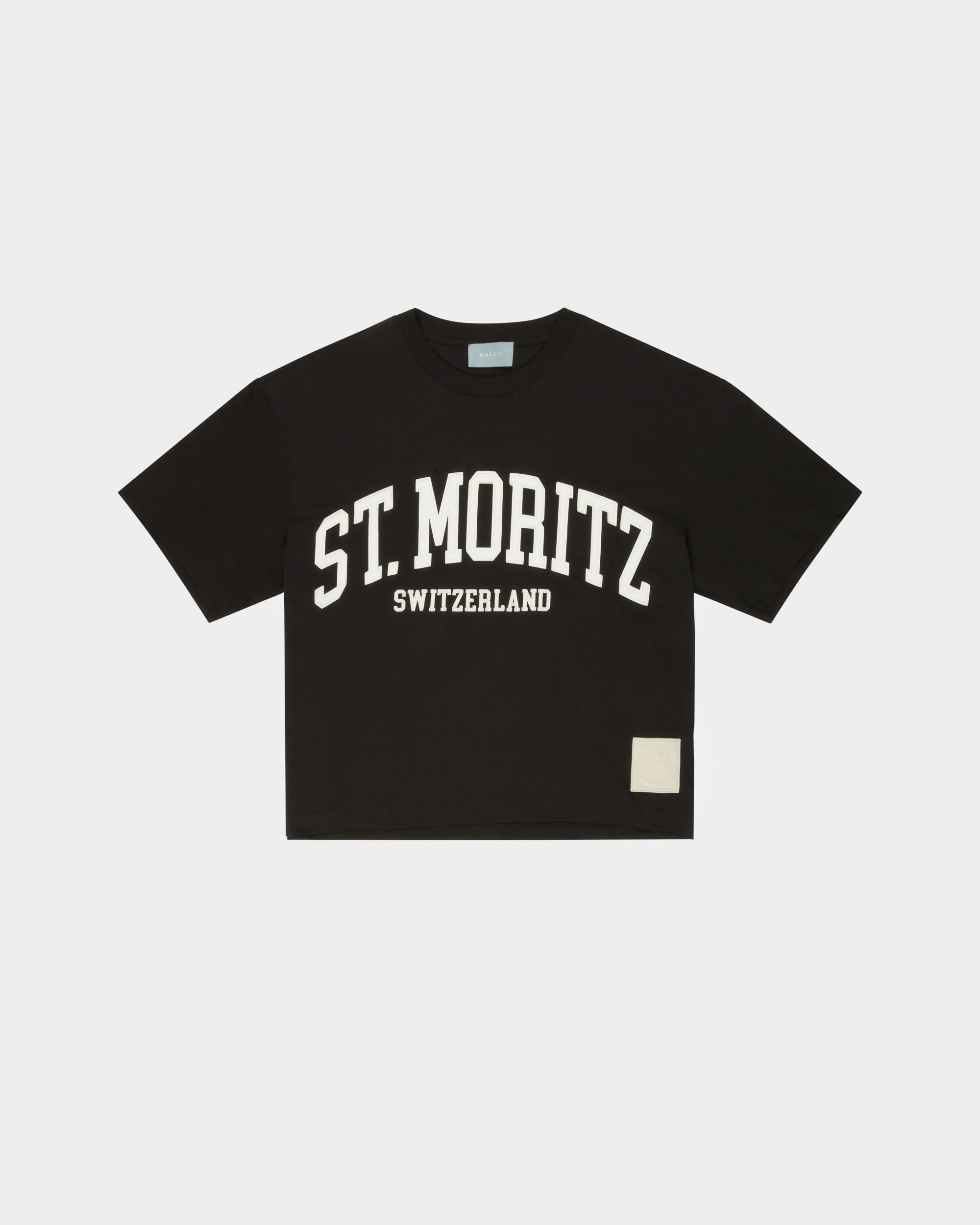 Bally Global - T-Shirt Collection Curling En Coton Noir Avec Imprimé St. Moritz - Noir