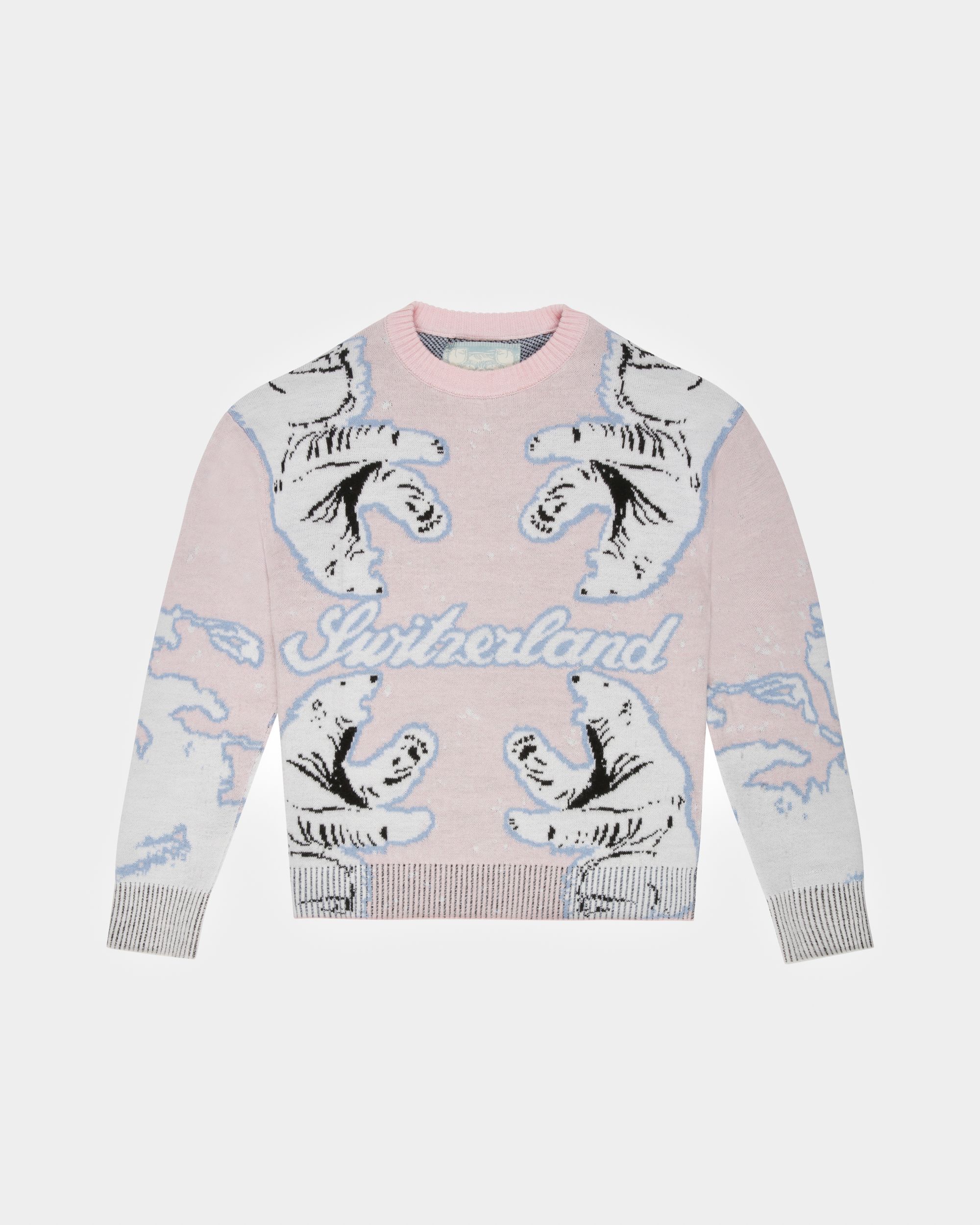 Bally Global - Merino Wool Crew Neck In Pink & Bone - Multicolor