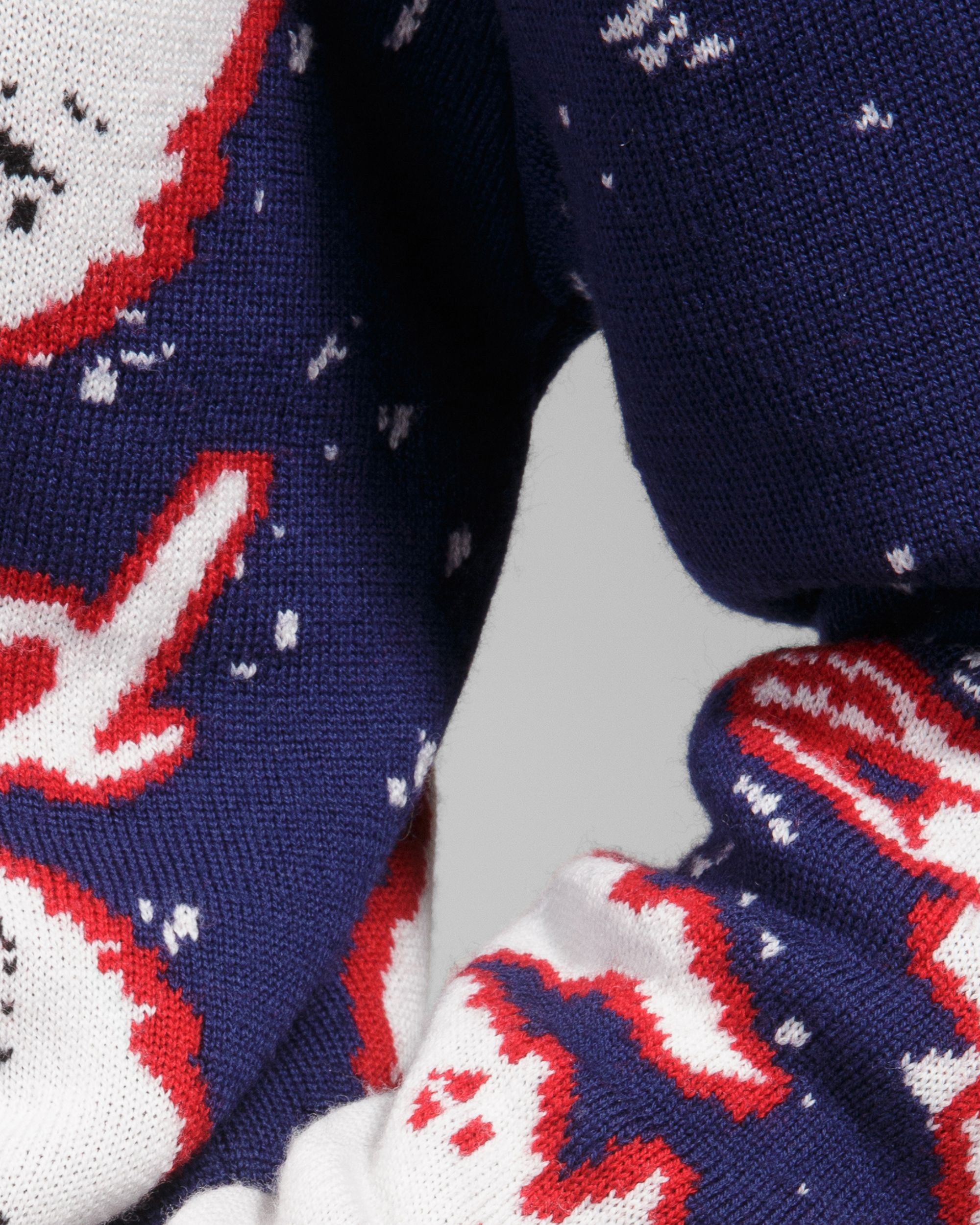 Bally Global - Merino Wool Crew Neck In Navy & Bone - Multicolor