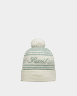 Wool Jacquard Hat In Light Blue & Bone
