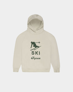 Sudadera Con Capucha De La Colección Curling De Algodón Gris Con Estampado Ski Aspen