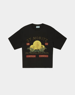Curling Collection T-shirt in Black Cotton with a St. Moritz Print