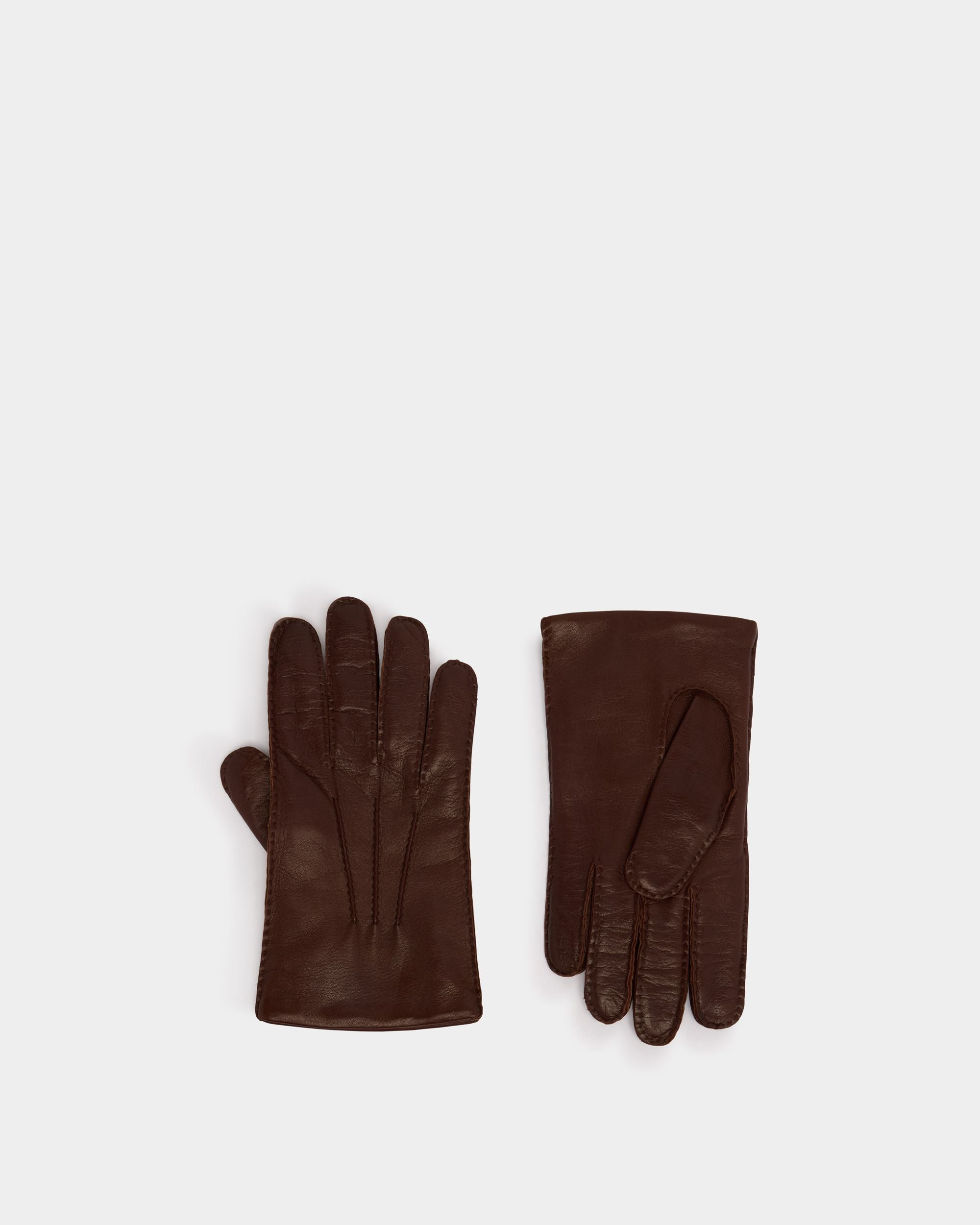 Bally Global - Gloves in Ebano Leather With a Bally Crest Label - Brown