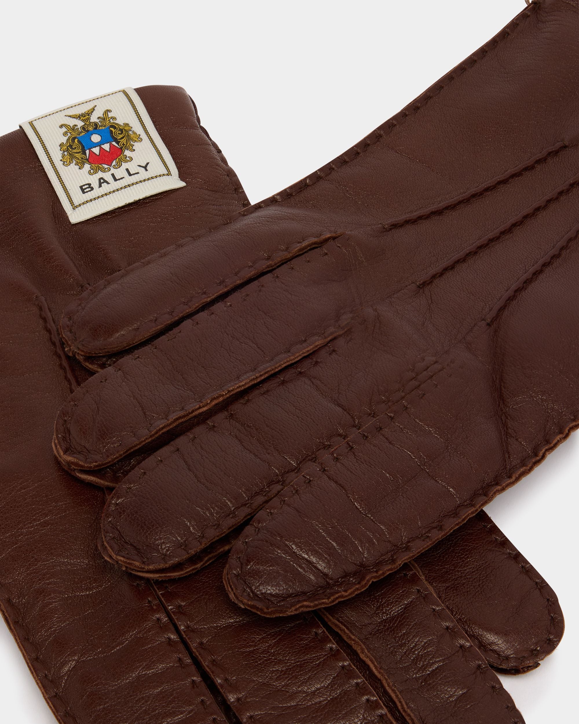 Bally Global - Gloves in Ebano Leather With a Bally Crest Label - Brown