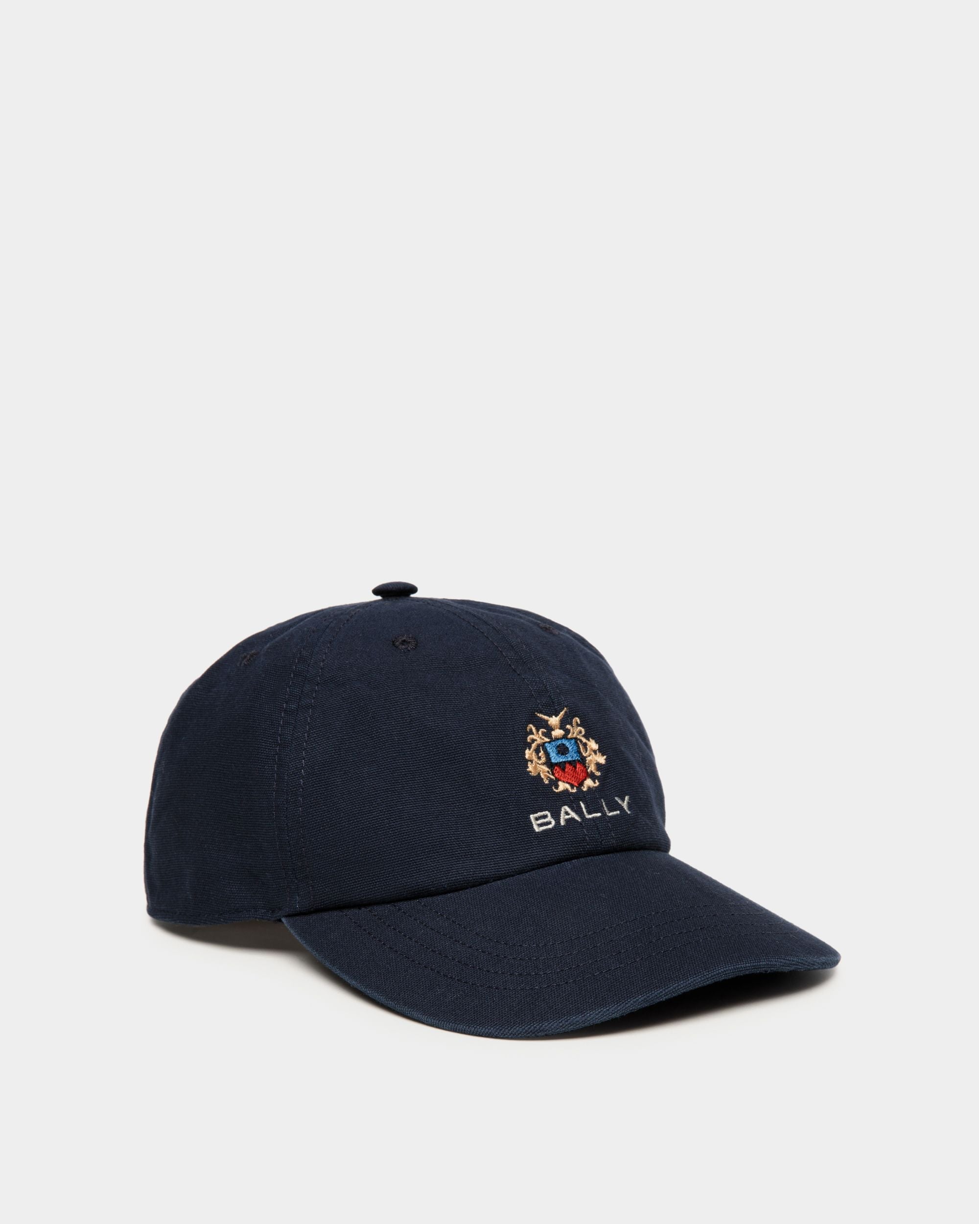 Bally Global - Baseball Hat With a Bally Crest Logo In Navy Blue Cotton - Bleu