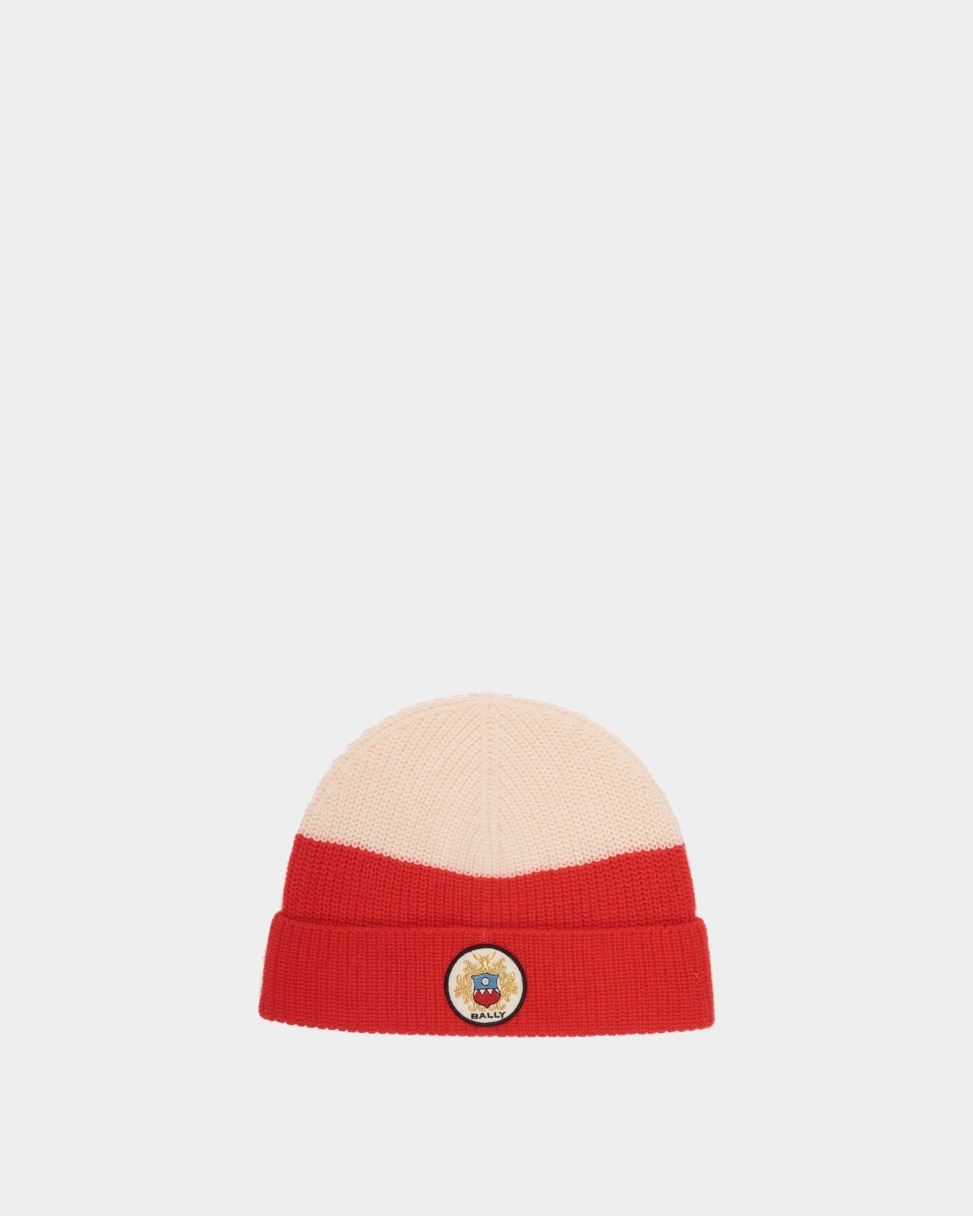 Bally Global - Gorro Con Logotipo Bally Crest De Lana Candy Red Y Marfil - Multicolor