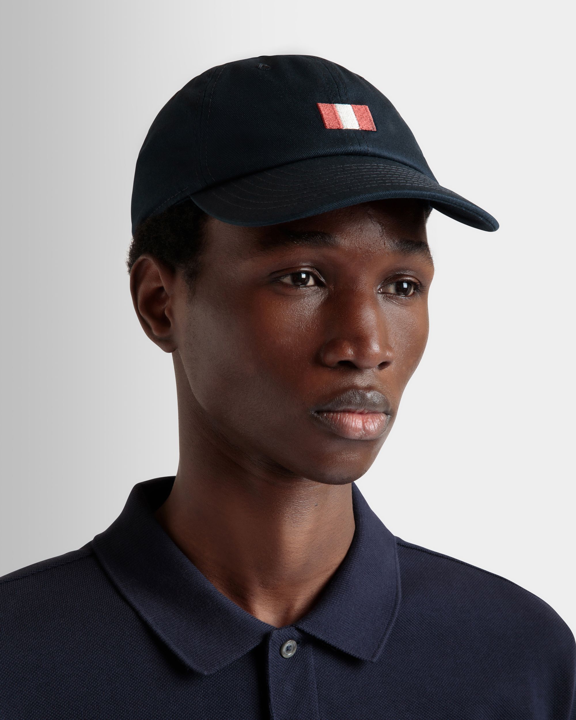 Bally Global - Baseball Hat With a Bally Flag in Navy Blue Cotton - Blue