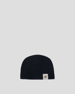Beanie With Bally Crest in Navy Blue Cotton