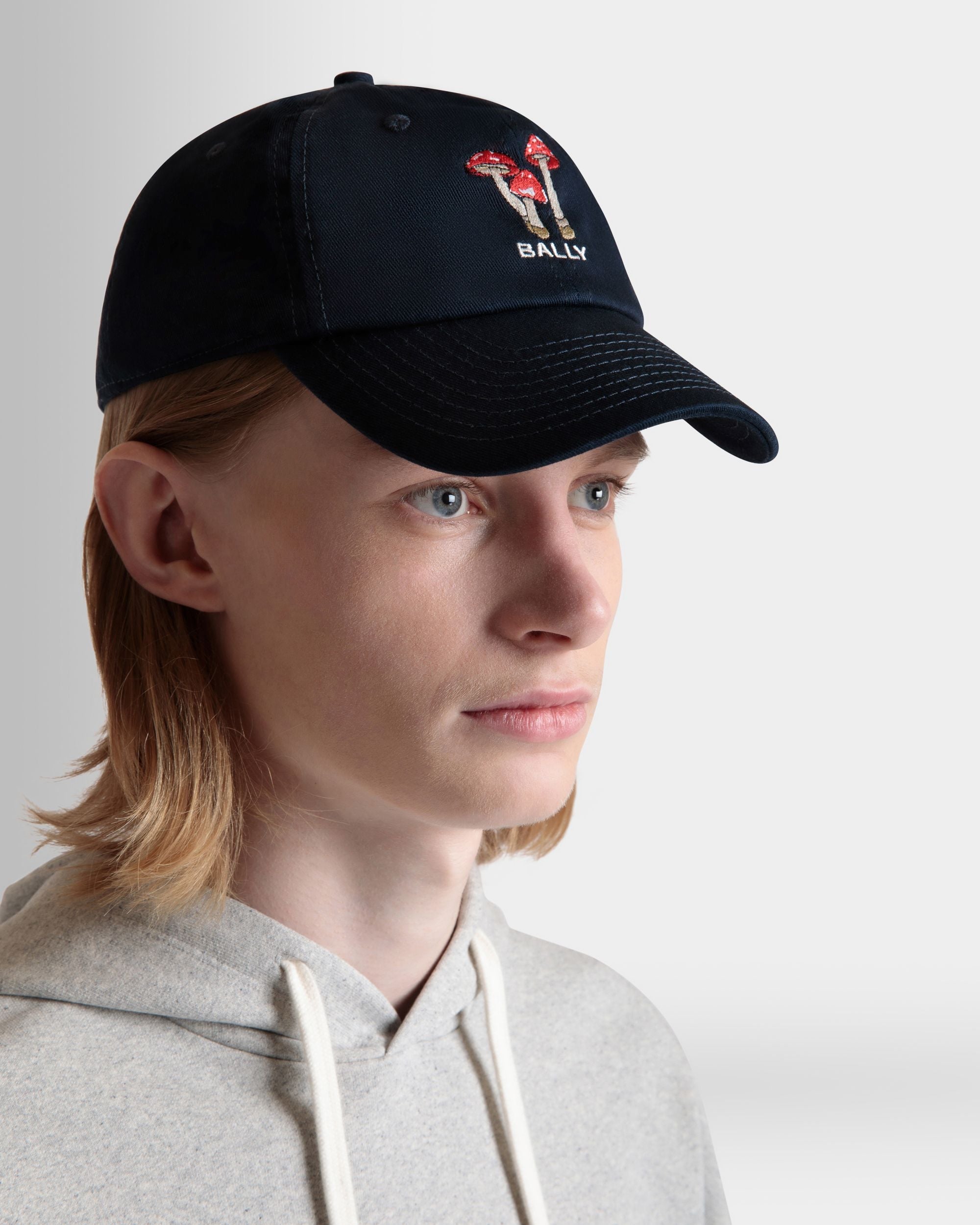 Bally Global - Baseball Hat With Enchanting Mushrooms in Navy Blue Cotton - Blue