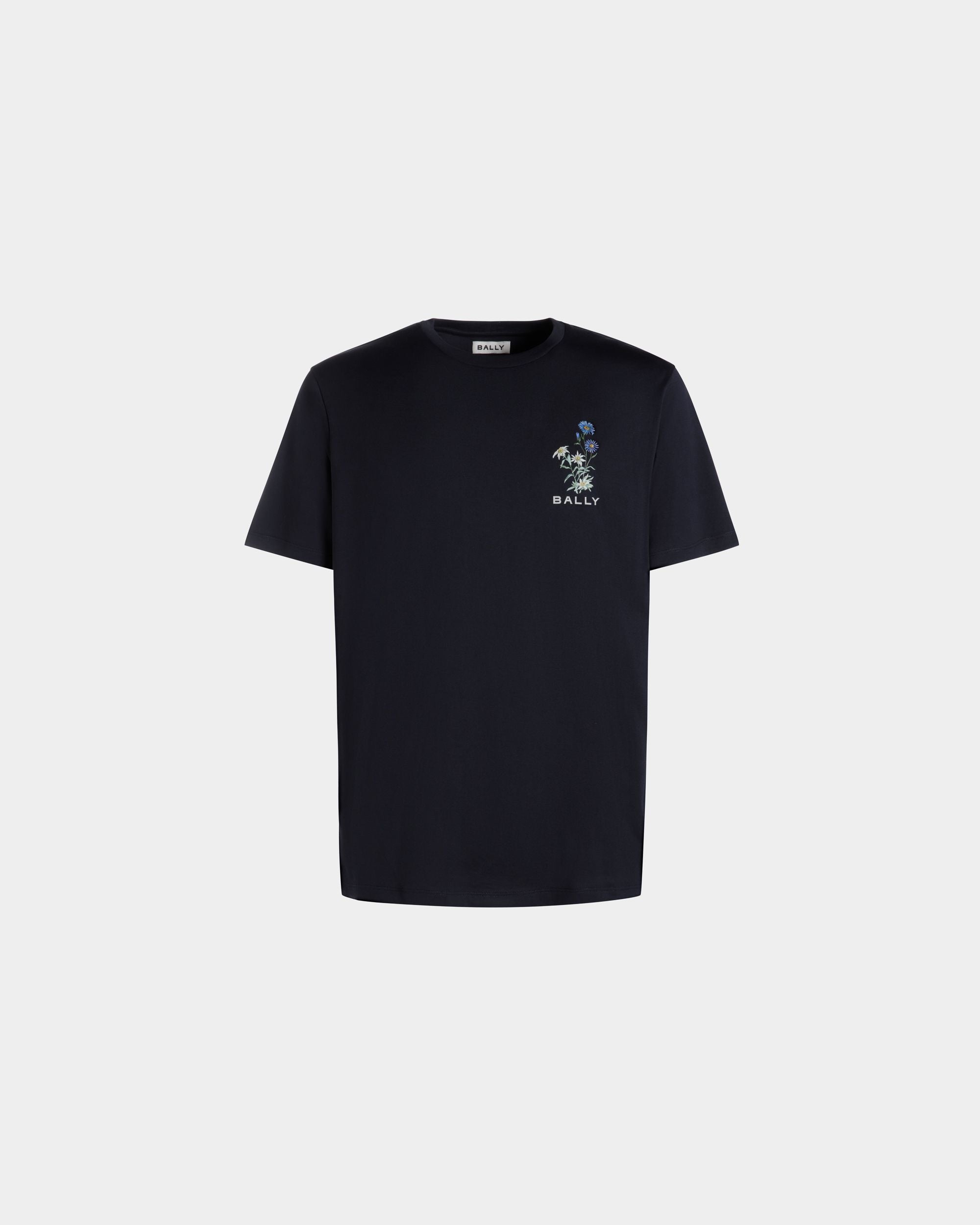 Bally Global - T-Shirt Imprimé Mountain Flower En Coton Navy Blue - Bleu