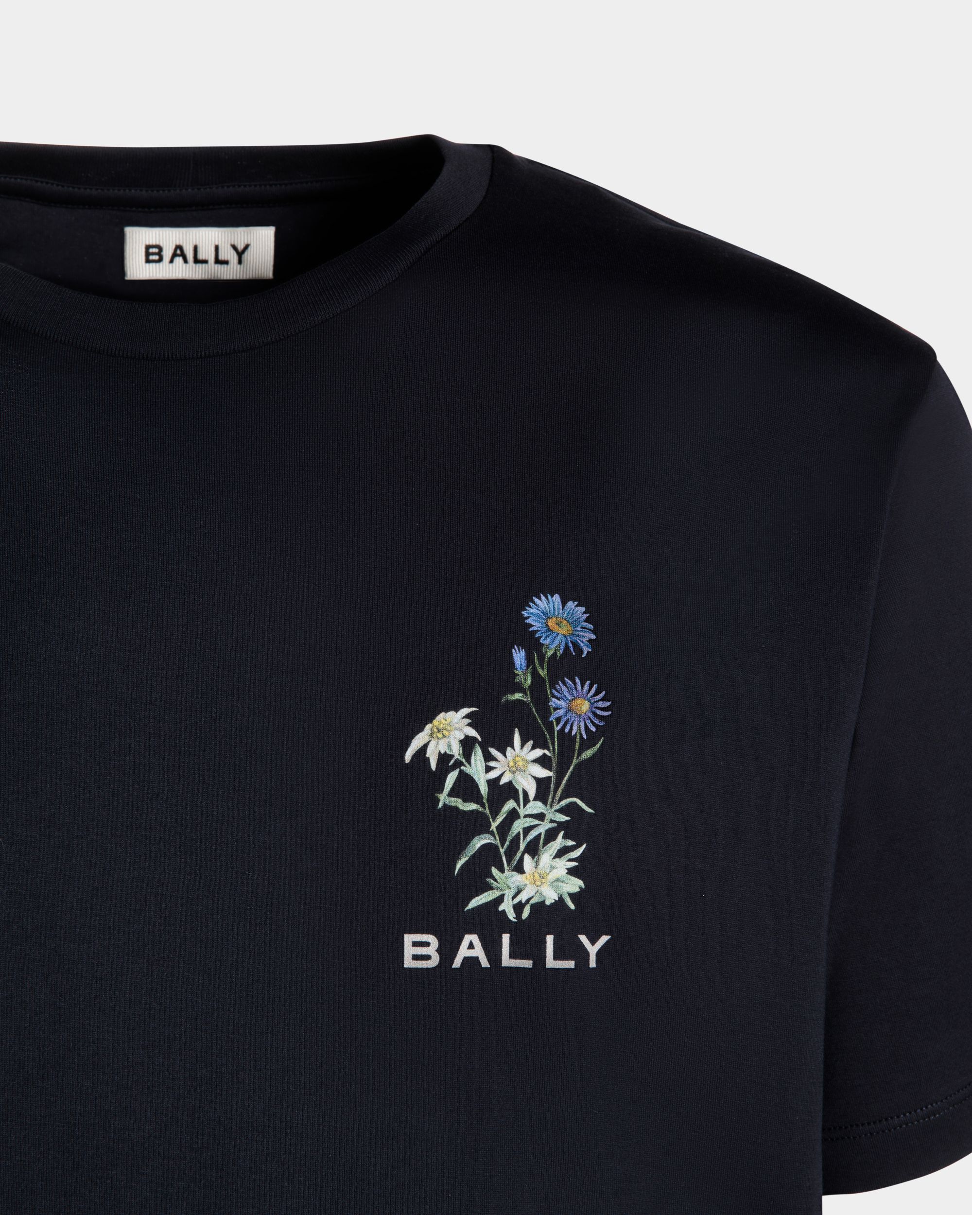 Bally Global - T-Shirt Imprimé Mountain Flower En Coton Navy Blue - Bleu