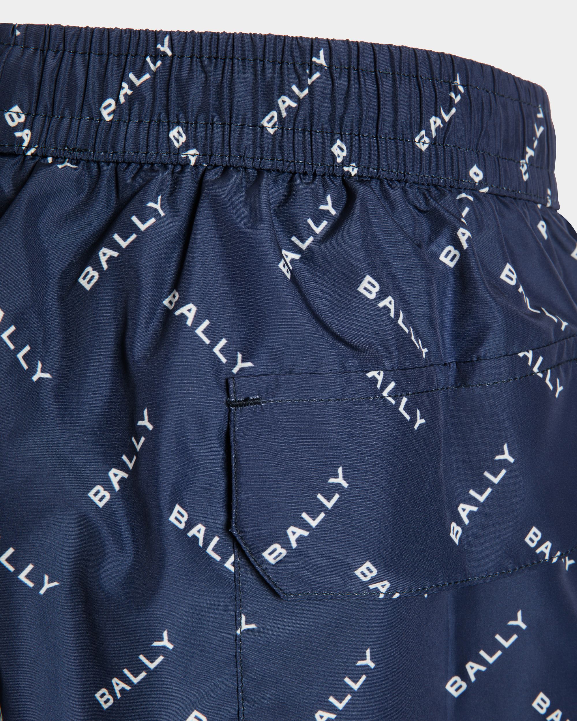 Bally Global - Caleçon De Bain En Tissu Bleu Avec Un Imprimé Logo - Bleu